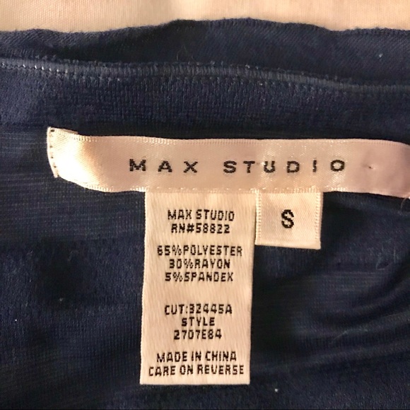 Max Studio Navy Blue Fitted Ruffle Dress Small - Picture 5 of 5